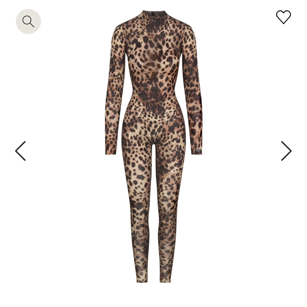 NWT Leopard DOLCE&GABBANA X SKIMS MILKY SHEER MOCK NECK CATSUIT Medium